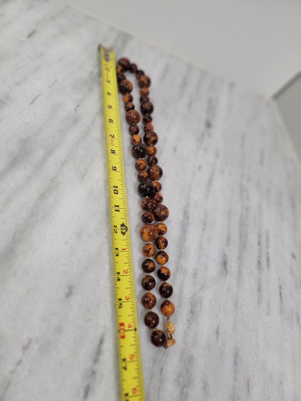 Brown Marbled Bead Necklace for Women - Classic Brown Bead Strand - Picture 3 of 3